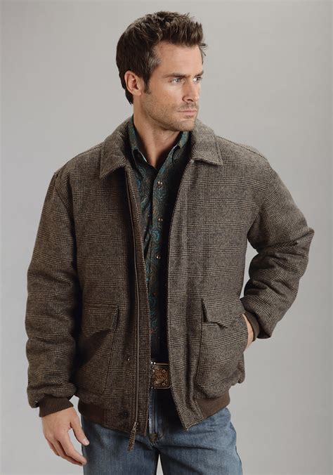 Stetson Mens Brown Wool Blend Pu Coated Glenn Plaid Jacket Outerwear Ebay