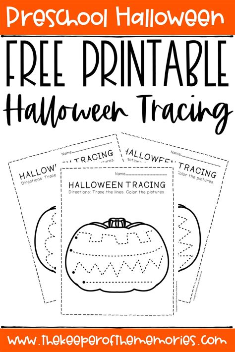 Free Printable Tracing Halloween Preschool Worksheets The Keeper Of