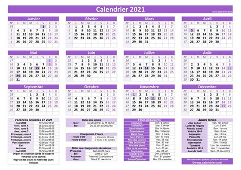 Calendrier 2021 Avec Jours Fériés Et Dates Utiles à Imprimer