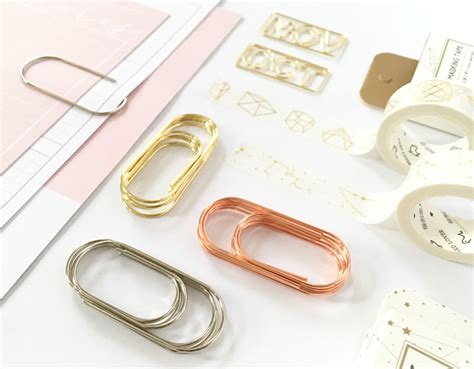 Rose Gold Silver Wide Paper Clips Set Of Large Jumbo Etsy Stationery Lover Small Planner