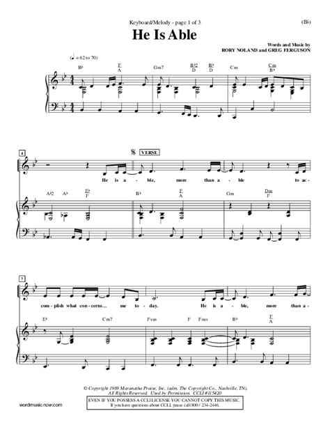 He Is Able Sheet Music Pdf Praisecharts