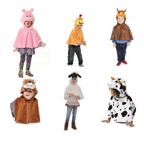 Kids Childrens Boys Girls Farm Animal Fancy Dress Up Cape Costume