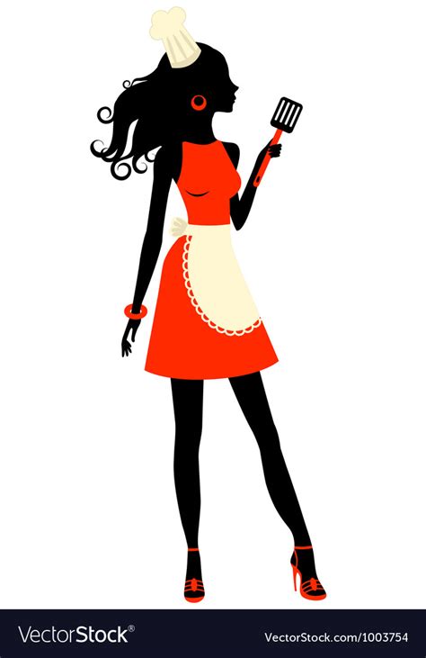 Silhouette Cooking Woman With Spatula Royalty Free Vector