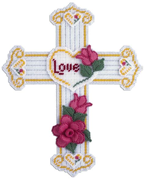 Free Plastic Canvas Crosses Cross With Roses Plastic Canvas Kit By