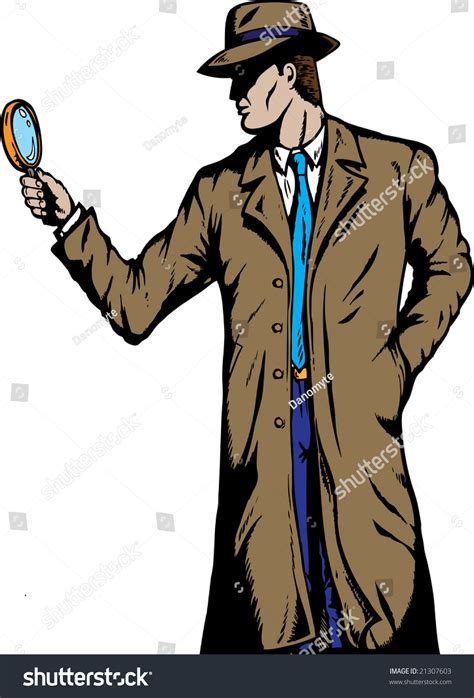 Old Style Detective Private Investigator Fifties Stock Illustration