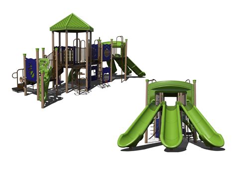 Triple Play Commercial Playground Equipment Made From Industrial Powder Coated Steel Ages 5 To