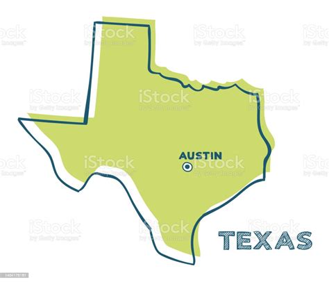 Doodle Vector Map Of Texas State Of Usa Stock Illustration Download