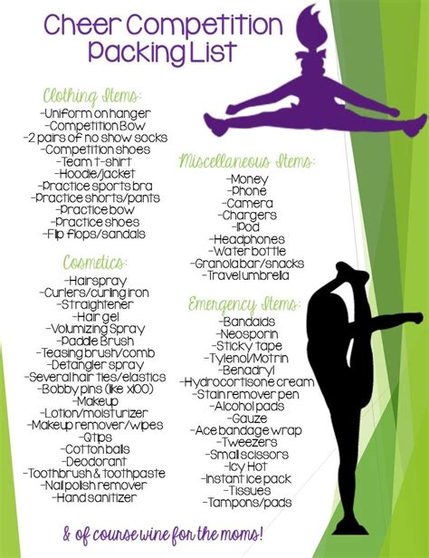 3 think of an athlete. Ultimate Cheer Competition Packing List! Always be prepared, you never know what you'll need ...