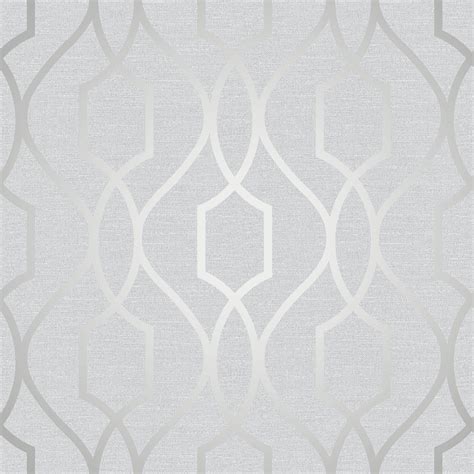 Fine Decor Apex Geometric Trellis Wallpaper Stone Grey