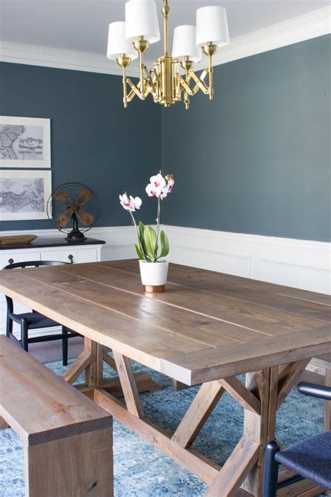 The 8 foot long farm table is 40 wide and comes with your choice of 6,8, or 10 cross back chairs this solid pine farm dining table has a rustic design that is perfect for a country feel or modern. Modern Farmhouse Dining Table & Benches - Erin Spain