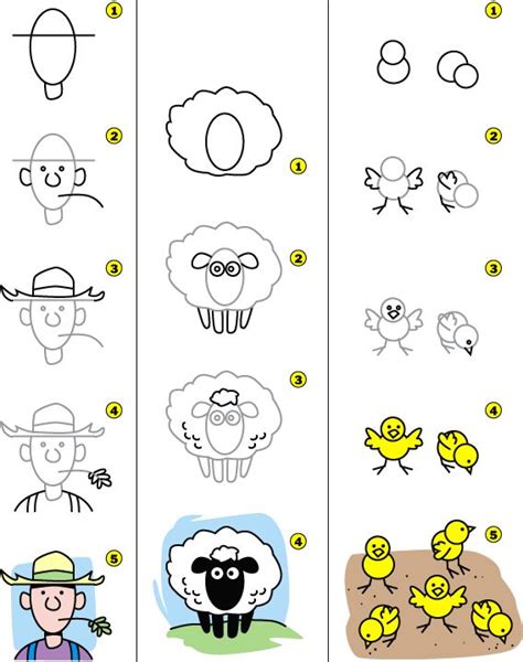 I Can Draw Farm Animals Farm Animal Set Illustration Drawing