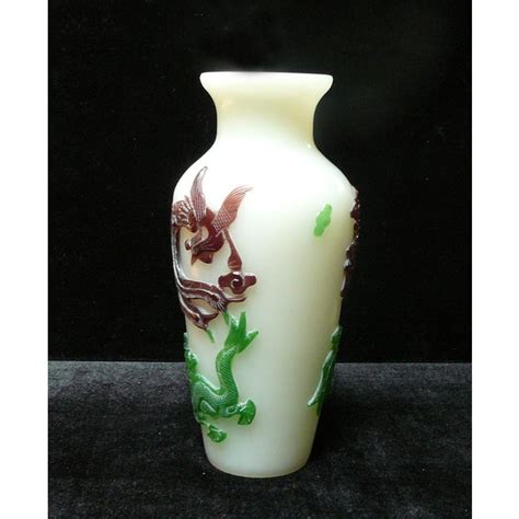 Chinese White Overlay Peking Glass Vase Chairish