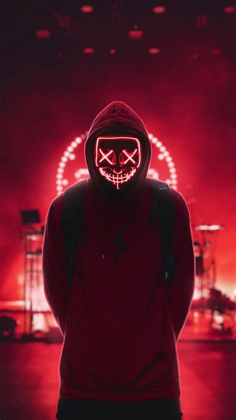Hoodie Neon Mask Man 4k Xfxwallpapers