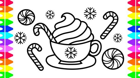 Peppermint Hot Chocolate Coloring Page! Happy Holidays Coloring – NEO Coloring