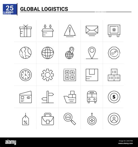 25 Global Logistics Icon Set Vector Background Stock Vector Image