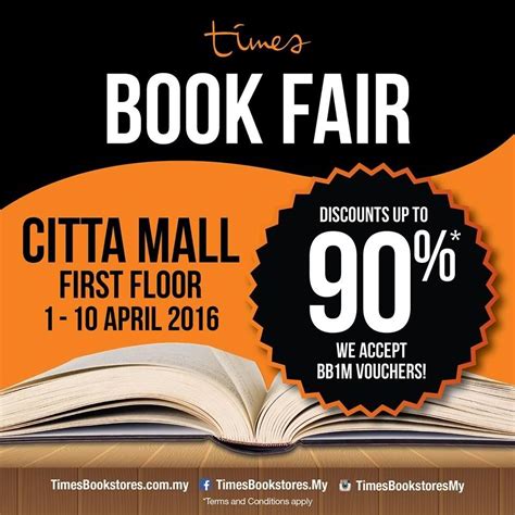In last year's budget 2016, the government allocated rm300 million for the 1malaysia book vouchers (bb1m), whereby students will receive rm250 worth of vouchers. 1-10 Apr 2016: Times Bookstore Book Fair | Book fair ...