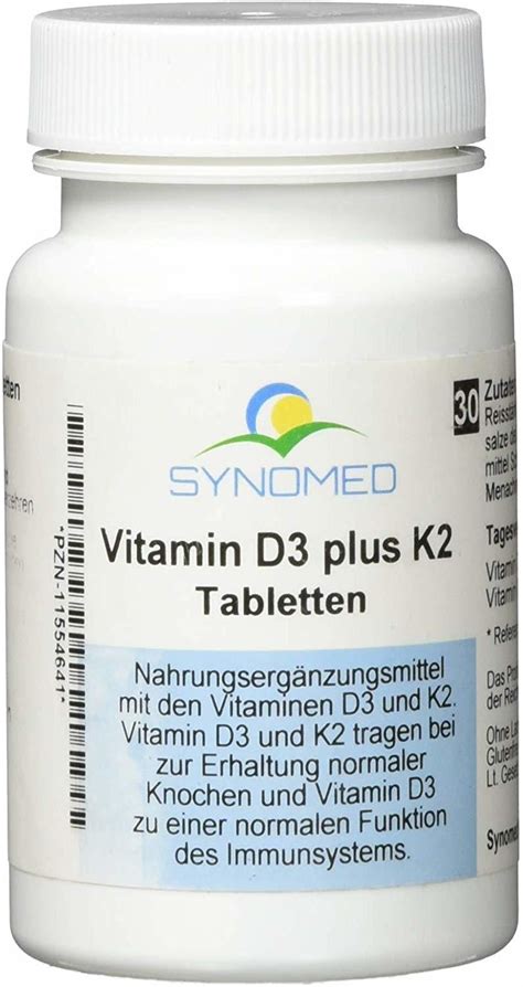 synomed gmbh vitamin d3 plus k2 tabletten 30 st test top angebote ab 7 45 € märz 2023