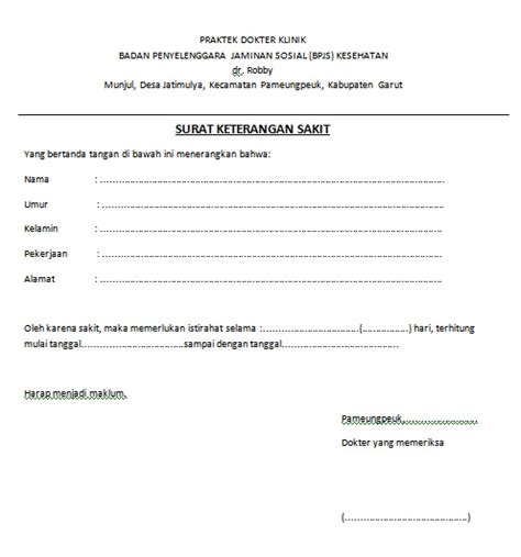 Contoh surat cuti tahunan pns terbaru3. Contoh Surat Keterangan Sakit Dari Dokter Yogyakarta - Surat F