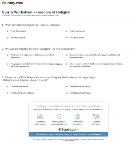 Freedom Of Religion Worksheet Answers — Db