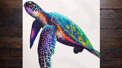 Drawing Rainbow Sea Turtle Timelapse Youtube