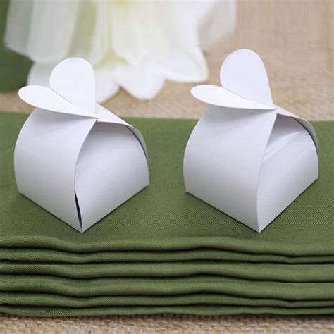 Efavormart White Heart Top Favor Box For Candy Treat T Wrap Box