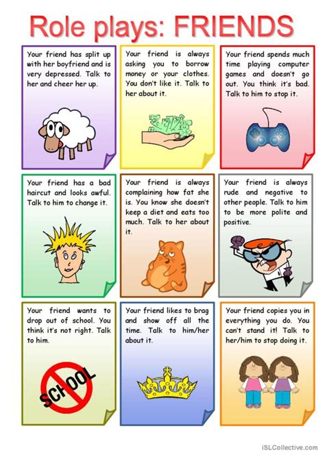 Role Plays Friends Discussion Star English Esl Worksheets Pdf And Doc