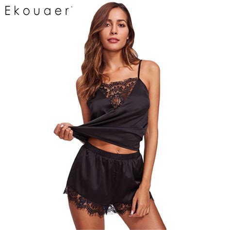 Ekouaer Sexy Summer Pajamas Sleepwear For Women Sleeveless Spaghetti
