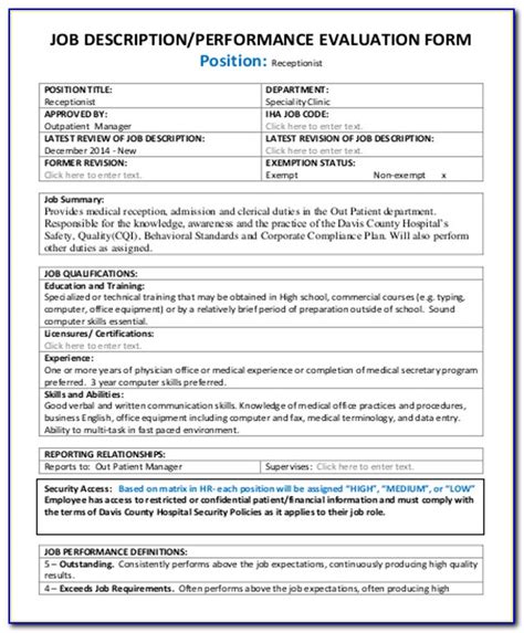 Take your time and prepare. Receptionist Self Evaluation Form Pdf - Form : Resume ...