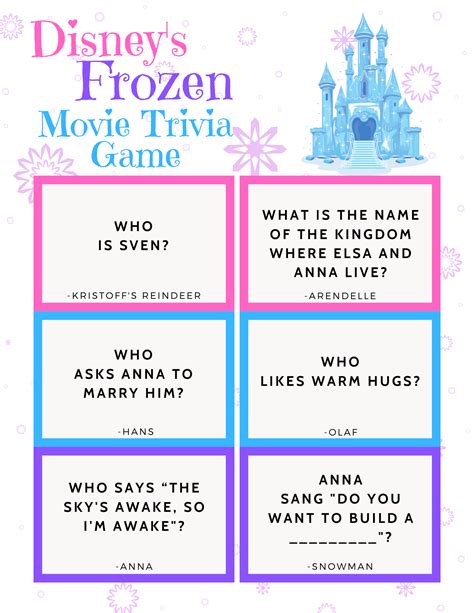 Free Disneys Frozen Trivia Game Printable Disney Facts Disney