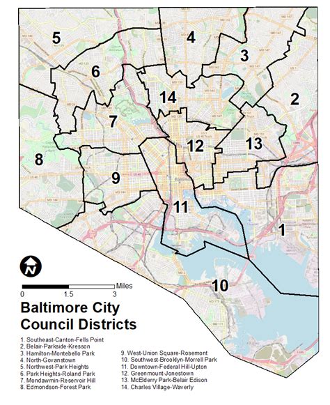 This Map Depicts The 14 City Council Districts In Baltimore Unsure Of