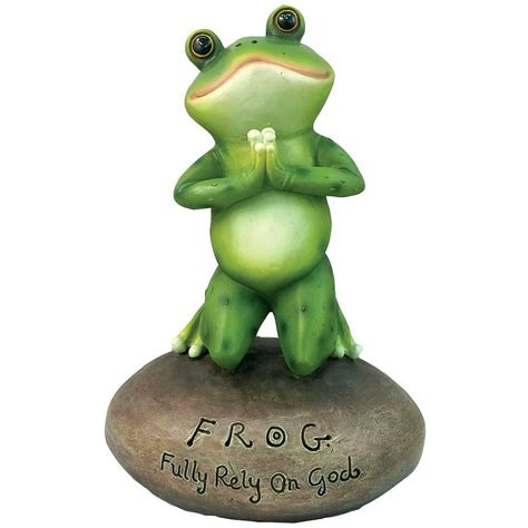 Inspirational Cute Praying Frog On Rock Statue By Dwk Novelty