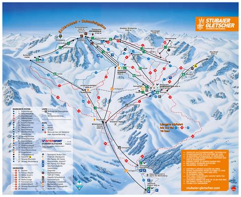 Large Detailed Piste Map Of Stubai Glacier Innsbruck Ski Resort