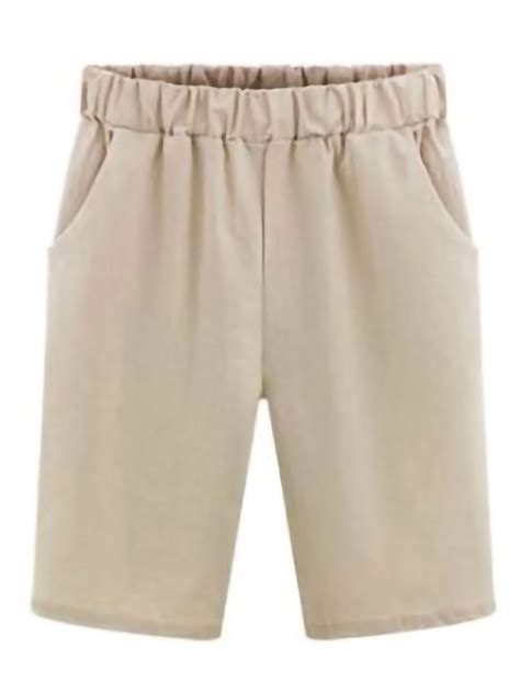 Ukap Women Casual Cotton Shorts Elastic Waist Drawstring Bermuda Shorts Knee Length Short Pants