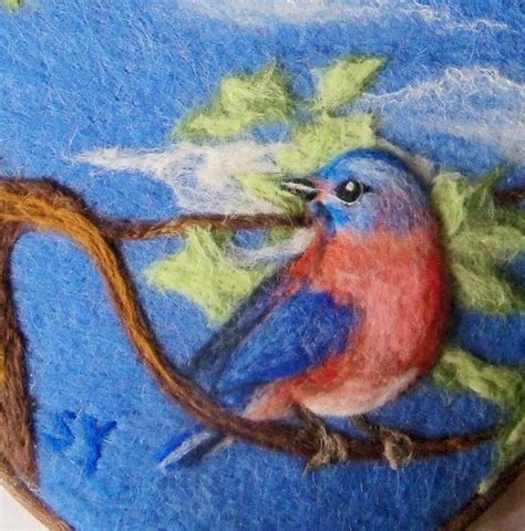 Felt Painting Inspirational Needle Felted Wool Painting Of Bluebird In