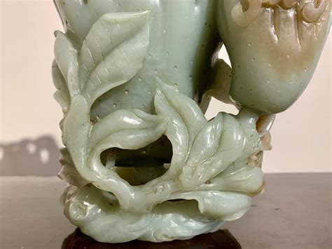 Large Chinese Carved Nephrite Jade Double Buddhas Hand Vase Late Qing Dynasty For Sale At 1stdibs