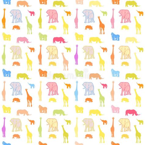 Seamless Bright Wild Animals Pattern Stock Vector Illustration Of