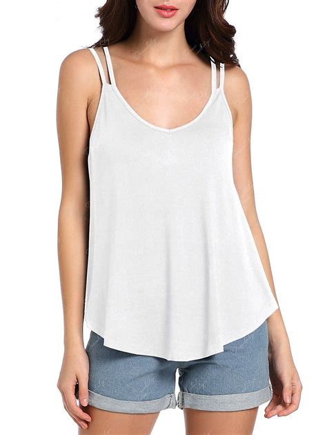 2018 Loose Fit Cutout Cami Tank Top White Xl In Tank Top Online Store