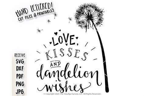 Dandelion Wishes Svg Cut File Love Kisses Cutting File Etsy
