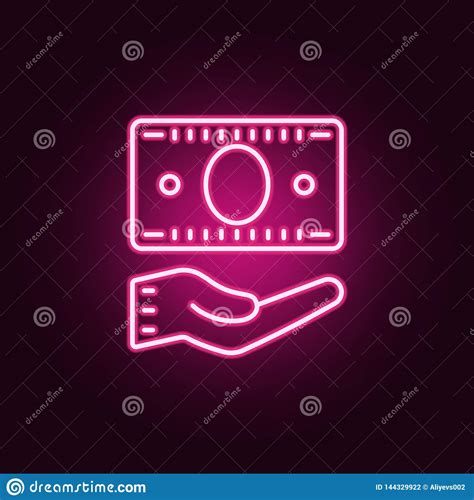 ✓ free for commercial use ✓ high quality images. Hand Holds Cash Note Neon Icon. Elements Of Banking Set ...