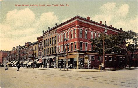 Erie Pennsylvania State Street Scene Historic Bldgs Antique Postcard