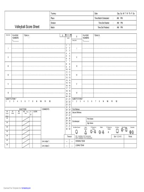 Volleyball Score Sheet Fillable Printable Pdf And Forms Handypdf Hot Sex Picture