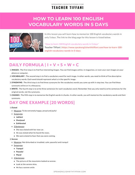How To Learn 100 English Vocabulary Words In 5 Days Speak English