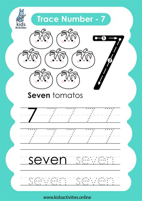 Free Tracing And Writing Number 7 Worksheet ⋆ Kids Activities