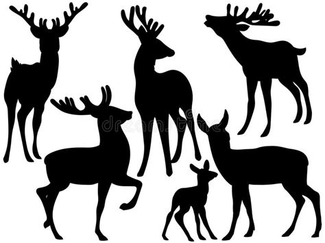 Vector Silhouettes Of Deers Deers Vector Illustration Stock Vector