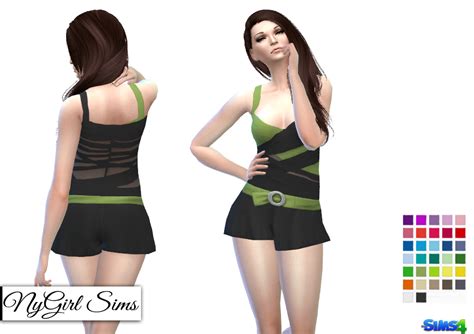 Nygirl Sims 4 Duo Color Wrapped Romper With Belt
