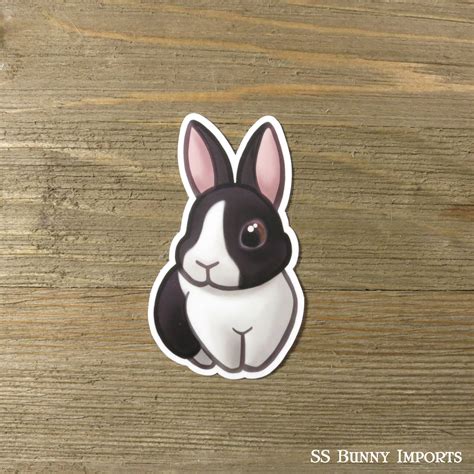 Black Dutch Rabbit Sticker Cute Printed Vinyl Bunny Sticker