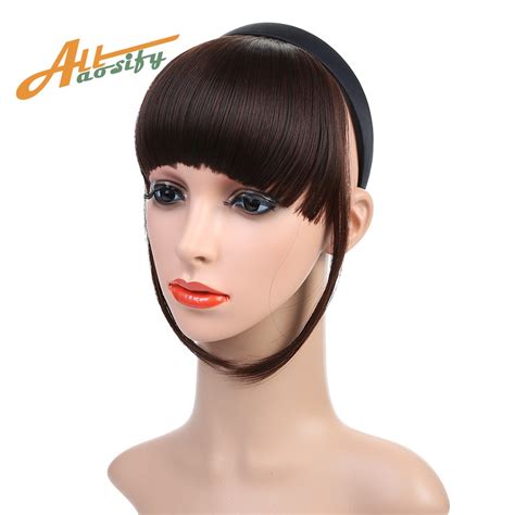 Allaosify Heat Resistant Synthetic Hair Short Blunt Bangs Women