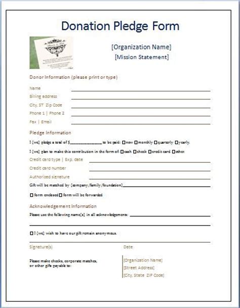 sample donation pledge form donation letter donation