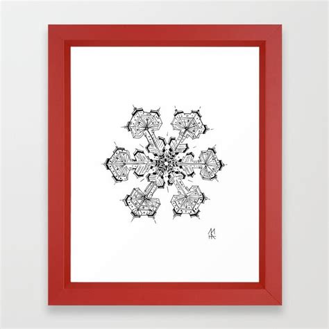 A Red Frame With A Black And White Snowflake Design On The Bottom In