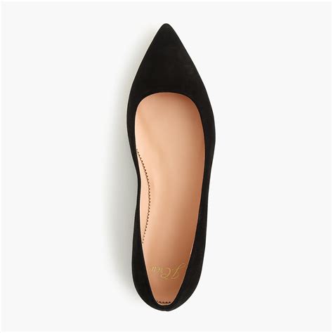 Lyst J Crew Pointed Toe Flats In Suede In Black